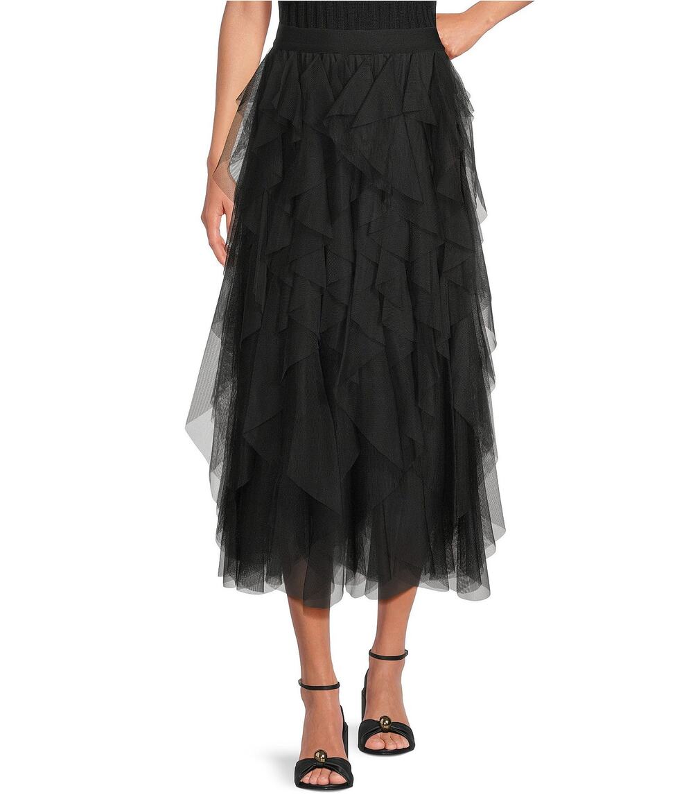NWT Chelsea & Violet Asta Tulle Midi Skirt - Black - Medium
